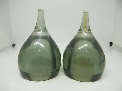 Mid Century Modern Lucite Tear Drop Salt And Pepper Shakers Set Dusty Gray MCM • $2.76