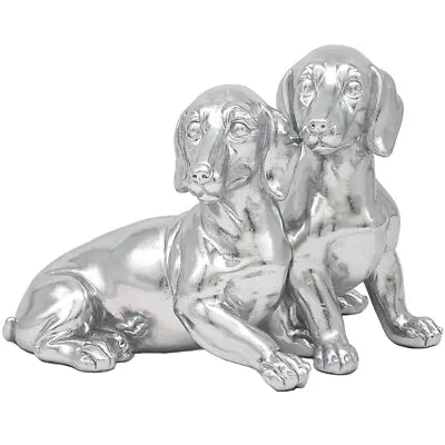 Silver Colour Twin Dachshund Ornament Figure By The Leonardo Collection LP47780 • £28.99