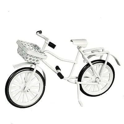 £6.50 • Buy Dolls House White Bike Bicycle With Basket Miniature Garden Outdoor Accessory