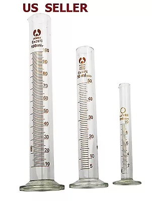 Scientific Glass Graduated Cylinder Measuring Cylinder  10ml 25ml 50ml 100ml • $9.16