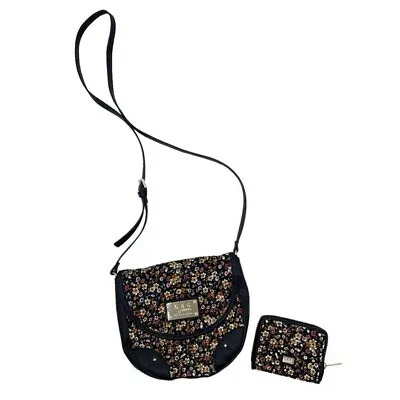 MNG By Mango Black Ditsy Floral Corduroy Shoulder Bag & Wallet Retro 90s Grunge • $32.40