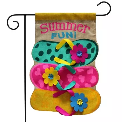 Summer Fun Flip Flops Burlap Garden Flag Nautical 12.5  X 18  Briarwood Lane • $11.99