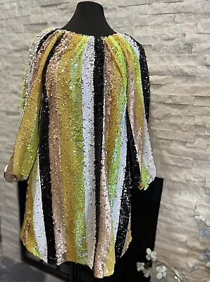 NWT Nordstrom Melloday Sequin Party Dress With Balloon Sleeves Sz M Mardi Gras • $32.99