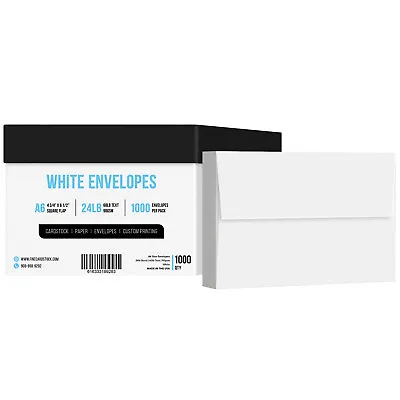 A6 Envelopes 4 3/4 X 6 1/2 24lb (90gsm) White Gummed Square Flap 1000 Qty • $120.99