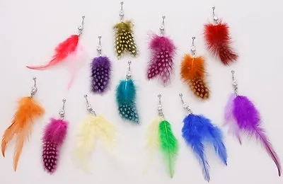 10pc Neon Feathers Mix Belly Rings Navel Naval Wholesale Lot (B210) • $16.99