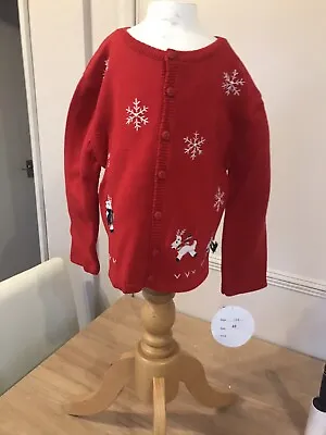 £25 • Buy Sarah Louise Beautiful Quality Xmas Bright Red Embroidered Cardigan 5 Years
