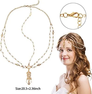 £23.99 • Buy 8 Pieces Gold Head Chain Jewelry Boho Headband Head Chain Coins Pearl Tassel