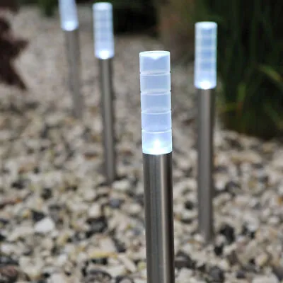 4x Large 40cm Solar Bollard Post Lights Garden Driveway Outdoor LED Lighting New • £10.99