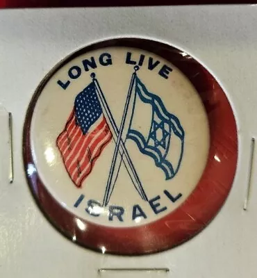 LONG LIVE ISRAEL Button Pin Believed To Be 50s 60s  From A New York Scrapbook  • $15