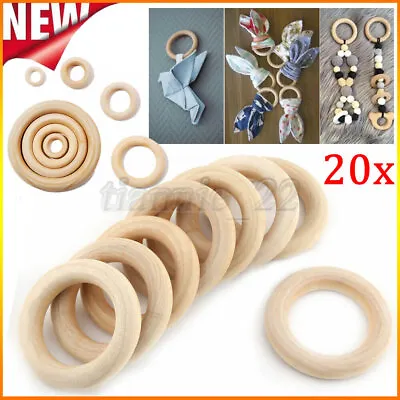 £3.62 • Buy 20x Baby DIY Natural Teething Wood Rings Wooden Set Crafts For Macrame Jewellery