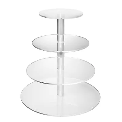 4 Tier Cupcake Stand Acrylic Cupcake Holder Tower Clear Round Stand • $27.99