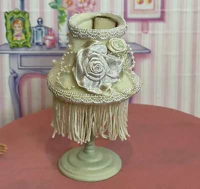 Vintage Dollhouse Miniature Beaded Embellished Fringe Decorative Table Lamp 1:6 • $7.75