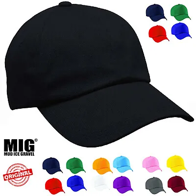 Mens Classic Plain Adjustable Baseball Caps By MIG - WORK CASUAL SPORTS LEISURE • £3.95