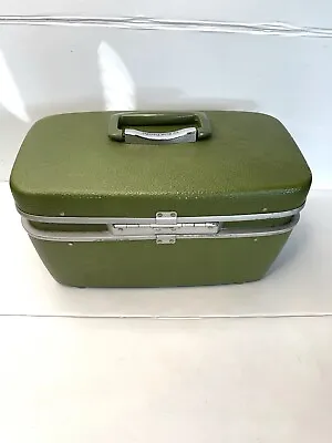 Vintage Green Royal Traveler Cosmetic Travel Case With Tray 60’s Hipster 15x8x8 • $29.45