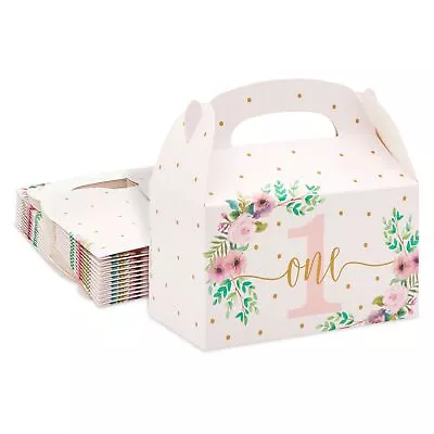 24 Pack Party Favor Goodie Treat Gable Boxes Floral Pink For 1st Birthday Décor • $19.99
