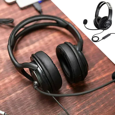 £11.89 • Buy Noise Canceling Headset With Microphone For Skype Laptop PC Call Computer USB UK