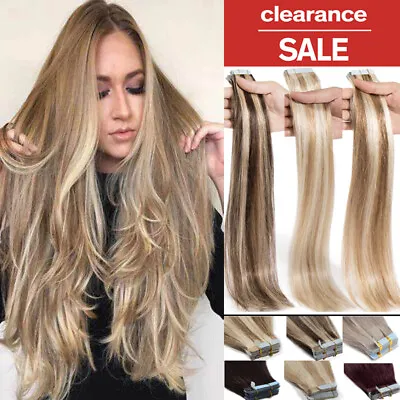 Skin Weft 100% Real Remy Human Hair Tape In Extensions Highlight/ Ombre 20-60pcs • $37.30