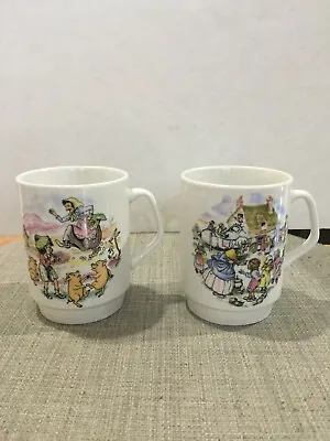 Two Vintage Fena Porzellan Children's Fairy Tale Nursery Rhyme Ceramic Mugs  • $9.99