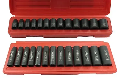 26 Pc 3/8 Dr. 6 POINT Metric Deep Shallow Impact Socket Chrome Vanadium CRV Set  • $46.99