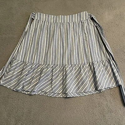 J. By J. Crew Womens 14 Blue/White Striped Big Bow Midi Skirt Ruffled Hem • $21.59