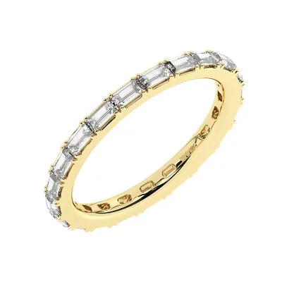 2 MM  Fishtail Set Baguette Cut Diamond Full Eternity Ring In 18K Yellow Gold • £1264.64