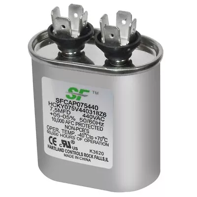 TRANE Run Capacitor - 7.5 MFD - 370 Or 440VAC Oval / Motor Comp • $9.90