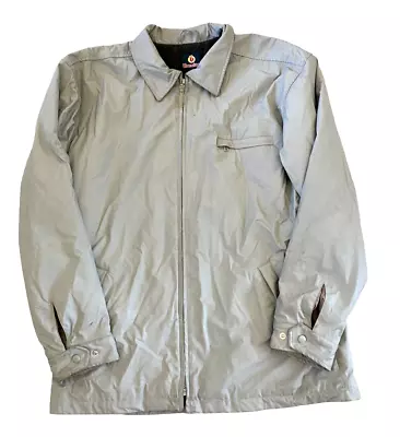 Mens Burnside Sz Large Coat Jacket Tan Waterproof Rain Pockets Fleece Lining • $24.99