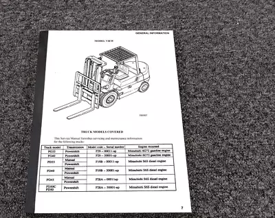 Mitsubishi FD40 Forklift W S6S Chassis & Mast Service Repair Manual 50001-Up • $209.30