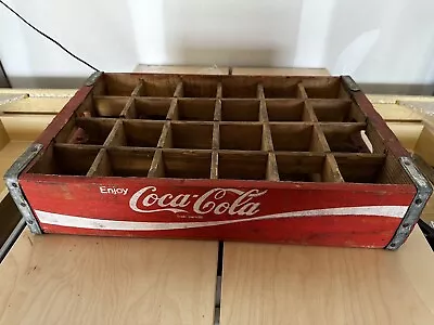 Vintage Enjoy Coca Cola Wood Bottle Crate Red Case 1978 Chattanooga • $35