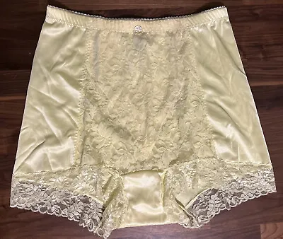 Vintage Style Panties Lace Shear Shapewear Briefs Yellow 2X Pinup Sexy • $18