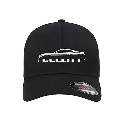 BULLITT Ford Mustang Outline Embroidered Flexfit Hat Flat And Curved  • $23.99