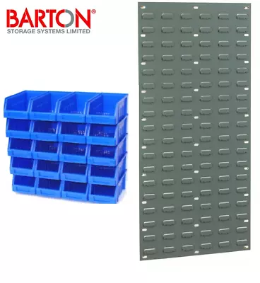 20 PLASTIC STORAGE BINS LOUVRED PANEL (SB35) BOX SET LINBINS RED Or BLUE - TC4 • £154.95