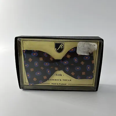 Vintage Frederick Theak 100% Silk Geometric Self Tie Bow Tie Made In England • $26.99