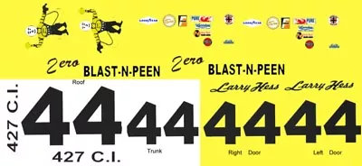 #44 Larry Hess Blast N Peen 1965 Ford 1/43rd Scale S1/43rd Scale Slot Car Decals • $7