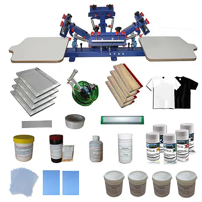 4 Color 2 Station Screen Printing Kit Press Printer With Ink Squeegee Supplies • $578.10