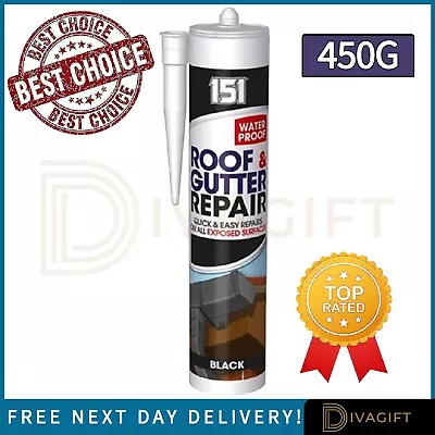 450g Black Roof Gutter Leak Repair Sealant Waterproof For Exposed Surfaces Seal • £5.35