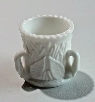 Vtg. Westmoreland White Milk Glass Toothpick Holder 3 Swans Cattails  • $14.95