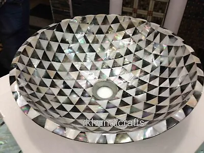 18 Inches Marble Kitchen Sink Mosaic Art Hand Wash Bowl For Restaurant Decor • $1155.75