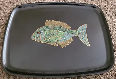 MCM Couroc Mosaic Black Fish Tray Rounded Corner Monterey California • $49.99