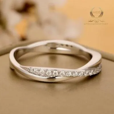 Twisted Moissanite Eternity Wedding Band Solid 14k White Gold 0.50 CT Round Cut • $220.11