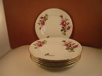 Vintage Royal Rose Fine China Japan Set Of 6 Salad Dessert Plates Moss Rose • $49.99