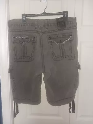 Rock Revival Cargo Shorts Mens 36 Distressed Pocket Flap 36x23 Embroidered  • $39.98