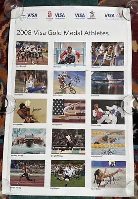 2008 Visa Gold Medal Athletes Poster Singed By 15 Athletes Phelps Luikin Walsh • $180