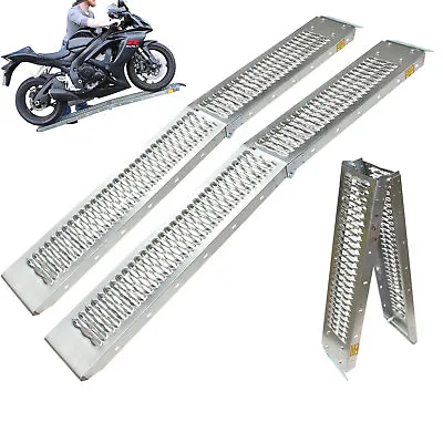 2 X Black Pro Range 1.83m 450KG Folding Ramps Steel ATV Motorcycle Van Loading • £74.99