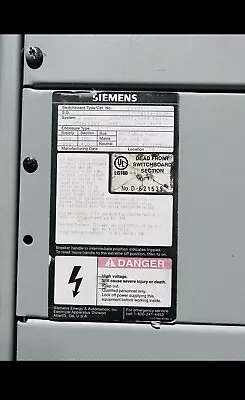 Siemens Blue Pennant 400 Amp Meter Main 240/120 V Or 208Y/120 V.  3 Phase 4 Wire • $9995