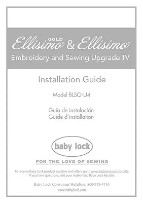 Baby Lock Ellisimo Gold BLSO-U4 Embroidery Sewing Installation Manual Reprint • $16.95