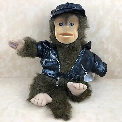 Vintage Hosung Monkey Chimp Motorcycle Leather Jacket Biker Plush Hand Puppet • $19.99