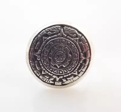 Vintage Mexico Taxco TF 82 Mayan Calendar Aztec Sterling Silver Band Ring 8.75 • $39.95