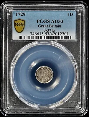 1729 George II Great Britain England Silver Maundy Penny 1D PCGS AU 53 S-3715 • $149.95