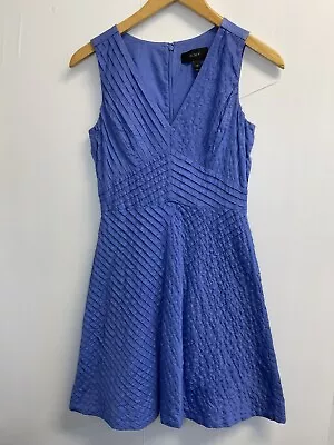 J. Crew Woman’s 0P Chevron Pleated Dress Blue Sleeveless Lined A-line • $12.76